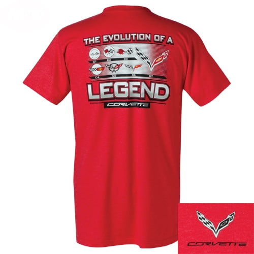 Chevrolet Corvette t-shirt - Evolution of a Legend - All Generations C1-C7