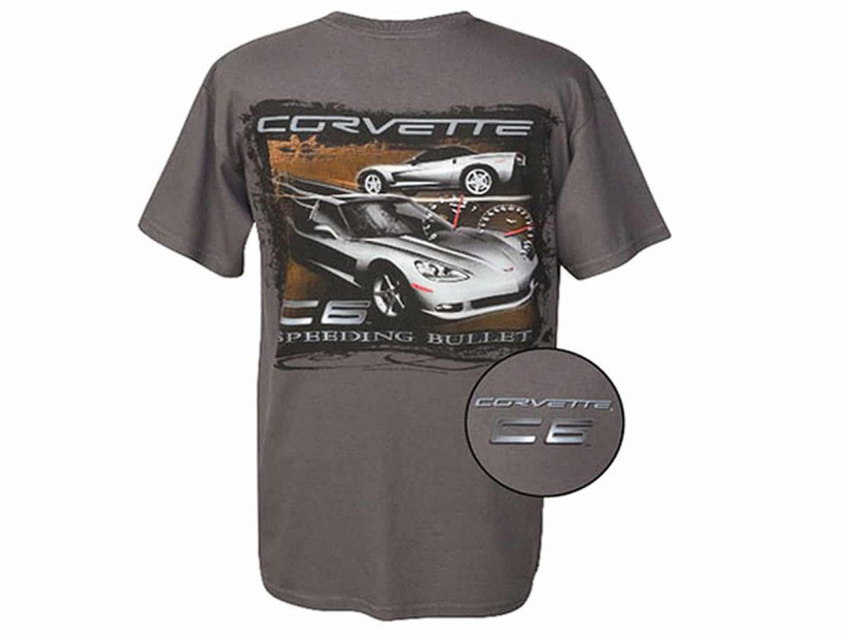 Chevrolet C6 Corvette t-shirt - Speeding Bullet - Silver Corvette